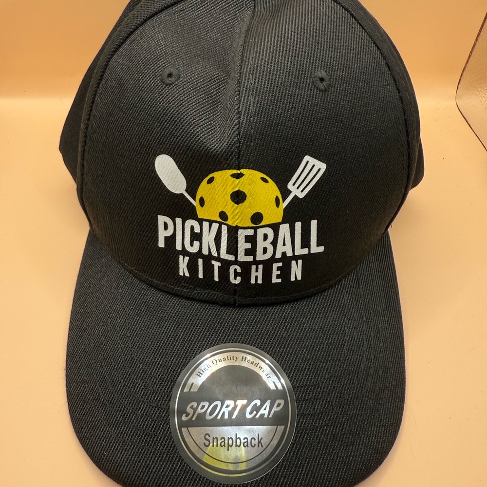 NWOT Pickleball Kitchen Black Adjustable Sport Cap Snapback Unisex
